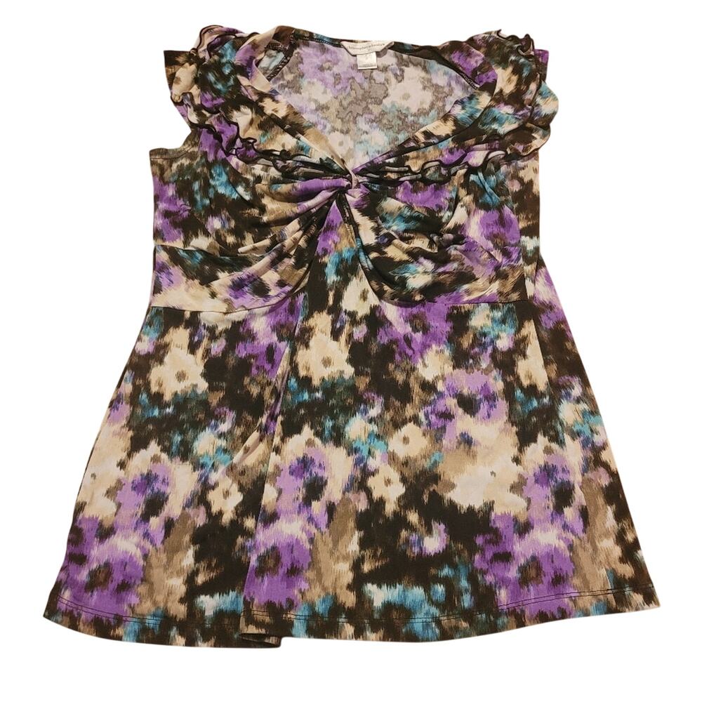 Vintage Y2K Ruffle Sleeve Floral Baby Doll Top Shirt S Christopher & Banks Boho